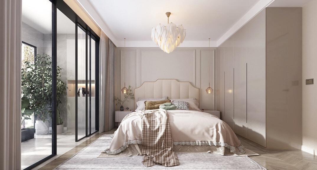 青建依山半島103㎡三室兩廳臥室簡約風(fēng)格裝修案例效果圖