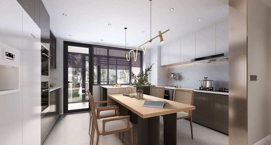 青建依山半島103㎡三室兩廳餐廳簡約風(fēng)格裝修案例效果圖